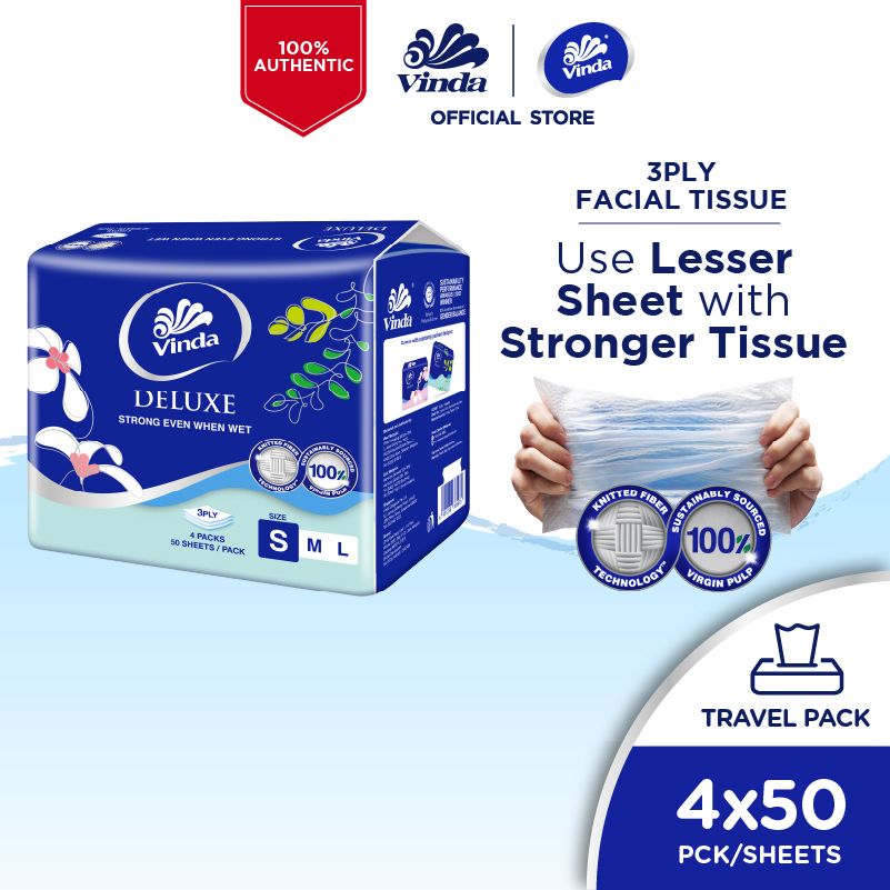 Vinda Deluxe Travel Pack Tissue (4x50s)