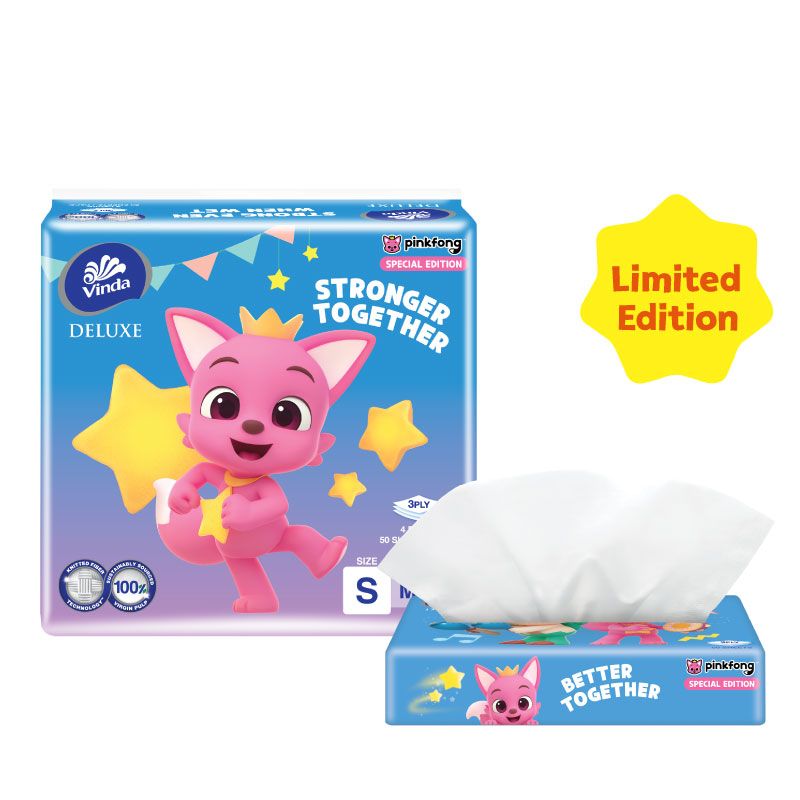 Vinda Deluxe Travel Pack Tissue (4x50s) PinkFong Limited Edition