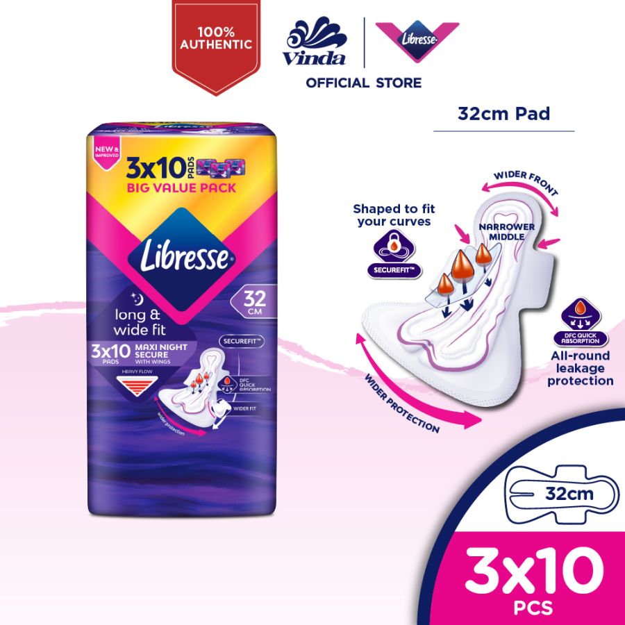 Libresse Wider Back Night Wing 32cm (3x10s)