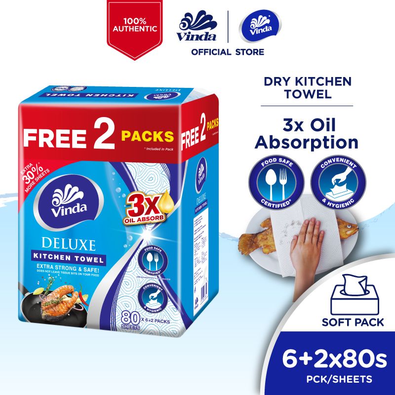 Vinda Deluxe Softpack Kitchen Towel (6+2x80s)
