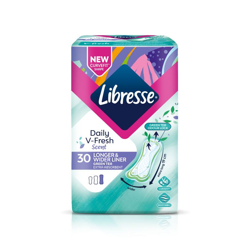 Libresse Green Tea Longer Wider Slim Panty Liner (3x30s)