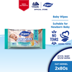 Drypers Baby Wipes Oat (2x80s)